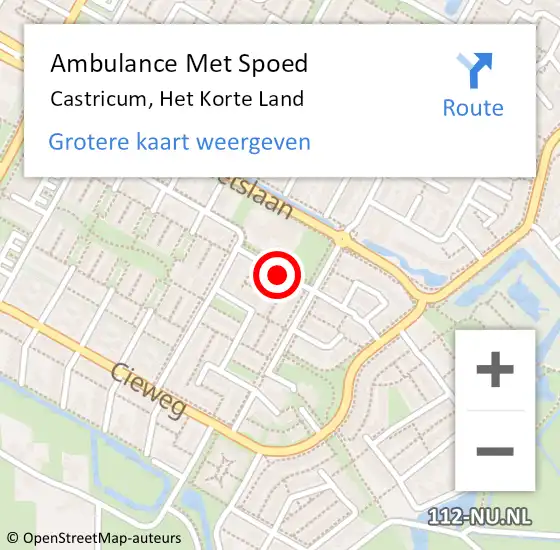 Locatie op kaart van de 112 melding: Ambulance Met Spoed Naar Castricum, Het Korte Land op 10 juni 2020 11:59