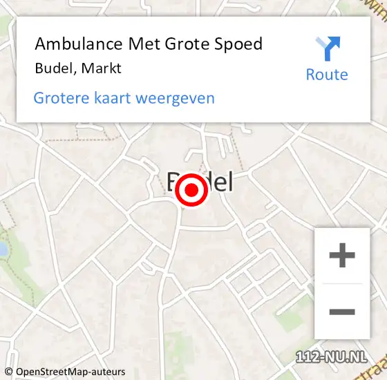 Locatie op kaart van de 112 melding: Ambulance Met Grote Spoed Naar Budel, Markt op 10 juni 2020 12:36