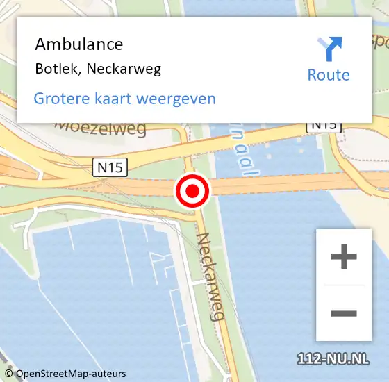 Locatie op kaart van de 112 melding: Ambulance Botlek, Neckarweg op 10 juni 2020 13:12