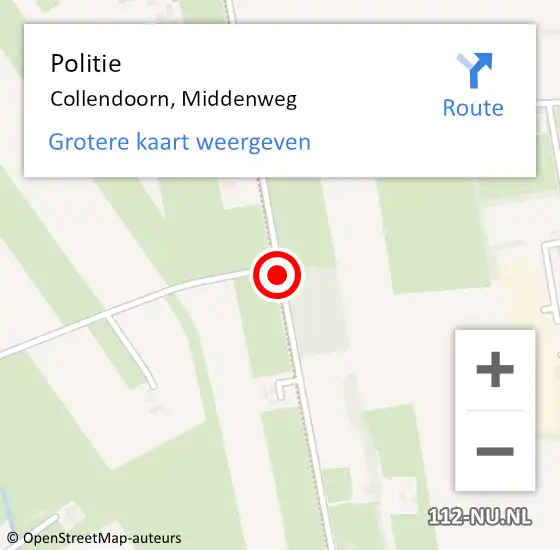 Locatie op kaart van de 112 melding: Politie Collendoorn, Middenweg op 10 juni 2020 13:38