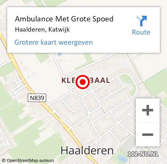 Locatie op kaart van de 112 melding: Ambulance Met Grote Spoed Naar Haalderen, Katwijk op 9 mei 2014 08:58