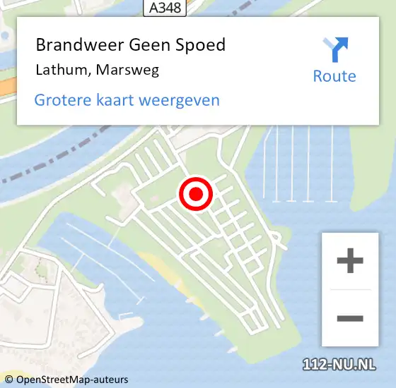 Locatie op kaart van de 112 melding: Brandweer Geen Spoed Naar Lathum, Marsweg op 10 juni 2020 13:45