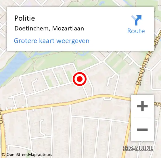 Locatie op kaart van de 112 melding: Politie Doetinchem, Mozartlaan op 10 juni 2020 15:04