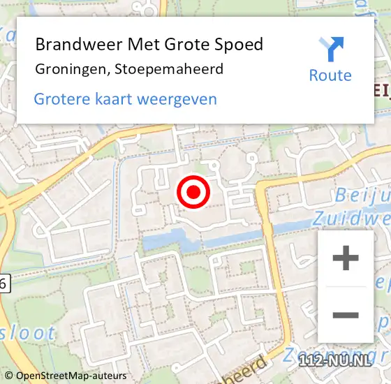 Locatie op kaart van de 112 melding: Brandweer Met Grote Spoed Naar Groningen, Stoepemaheerd op 10 juni 2020 15:39