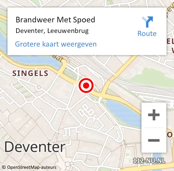 Locatie op kaart van de 112 melding: Brandweer Met Spoed Naar Deventer, Leeuwenbrug op 10 juni 2020 15:40