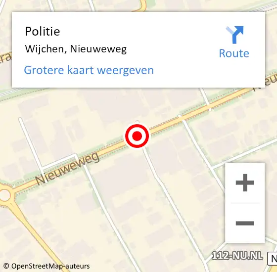 Locatie op kaart van de 112 melding: Politie Wijchen, Nieuweweg op 10 juni 2020 17:22