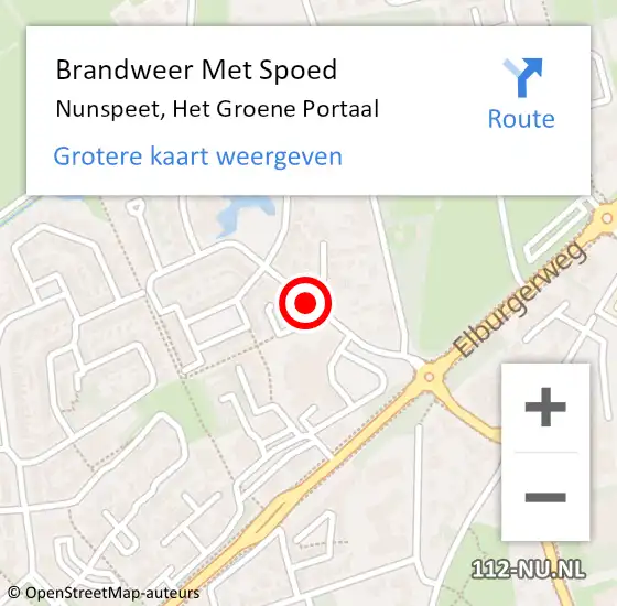 Locatie op kaart van de 112 melding: Brandweer Met Spoed Naar Nunspeet, Het Groene Portaal op 10 juni 2020 17:38