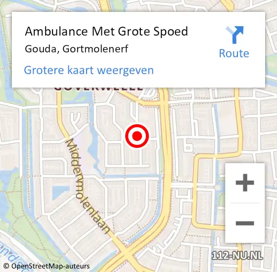 Locatie op kaart van de 112 melding: Ambulance Met Grote Spoed Naar Gouda, Gortmolenerf op 10 juni 2020 18:52