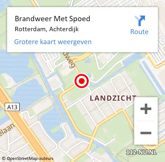Locatie op kaart van de 112 melding: Brandweer Met Spoed Naar Rotterdam, Achterdijk op 10 juni 2020 18:57