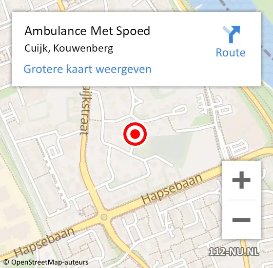 Locatie op kaart van de 112 melding: Ambulance Met Spoed Naar Cuijk, Kouwenberg op 10 juni 2020 19:08