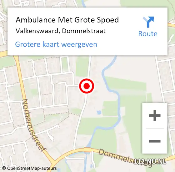 Locatie op kaart van de 112 melding: Ambulance Met Grote Spoed Naar Valkenswaard, Dommelstraat op 10 juni 2020 19:31