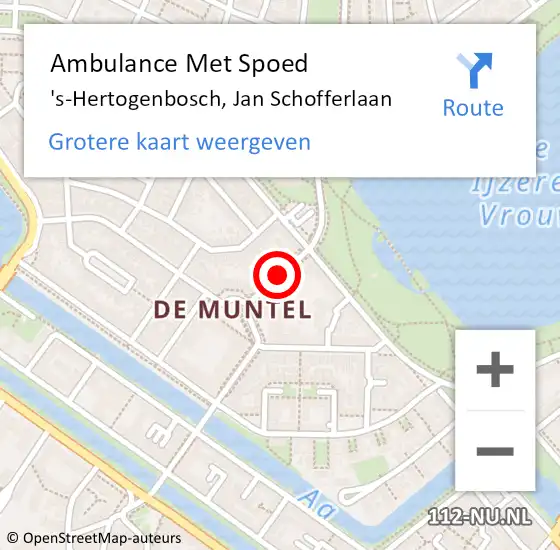 Locatie op kaart van de 112 melding: Ambulance Met Spoed Naar 's-Hertogenbosch, Jan Schofferlaan op 10 juni 2020 19:32