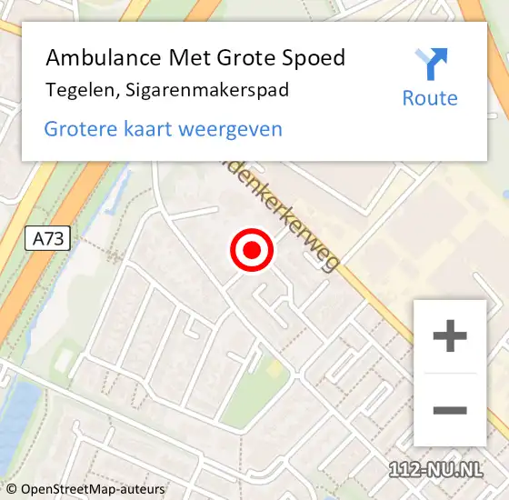 Locatie op kaart van de 112 melding: Ambulance Met Grote Spoed Naar Tegelen, Sigarenmakerspad op 10 juni 2020 22:49