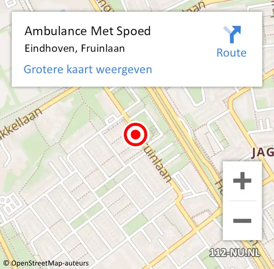 Locatie op kaart van de 112 melding: Ambulance Met Spoed Naar Eindhoven, Fruinlaan op 10 juni 2020 23:35