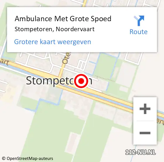 Locatie op kaart van de 112 melding: Ambulance Met Grote Spoed Naar Stompetoren, Noordervaart op 1 oktober 2013 11:25