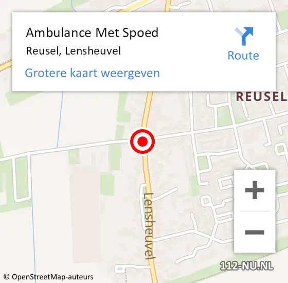 Locatie op kaart van de 112 melding: Ambulance Met Spoed Naar Reusel, Lensheuvel op 11 juni 2020 07:33