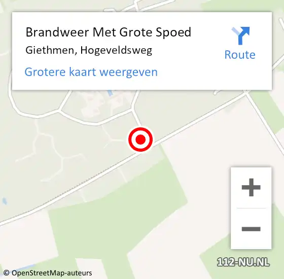 Locatie op kaart van de 112 melding: Brandweer Met Grote Spoed Naar Giethmen, Hogeveldsweg op 9 mei 2014 10:09