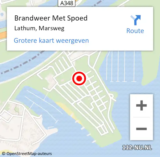 Locatie op kaart van de 112 melding: Brandweer Met Spoed Naar Lathum, Marsweg op 11 juni 2020 10:40