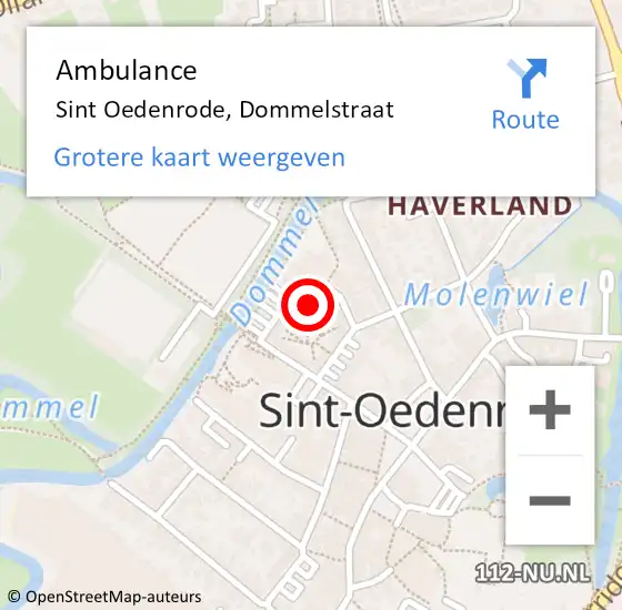 Locatie op kaart van de 112 melding: Ambulance Sint Oedenrode, Dommelstraat op 11 juni 2020 10:43