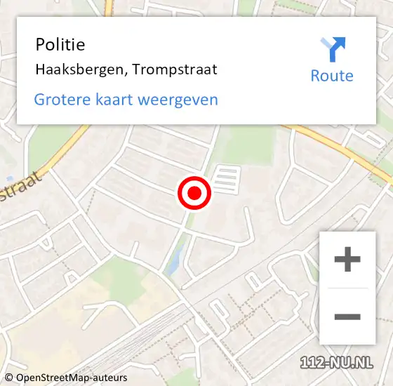 Locatie op kaart van de 112 melding: Politie Haaksbergen, Trompstraat op 11 juni 2020 11:58