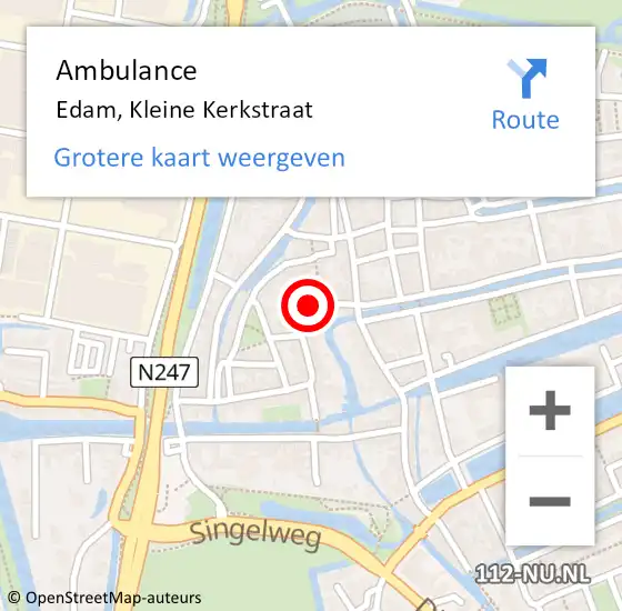 Locatie op kaart van de 112 melding: Ambulance Edam, Kleine Kerkstraat op 9 mei 2014 10:22