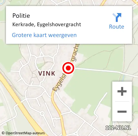 Locatie op kaart van de 112 melding: Politie Kerkrade, Eygelshovergracht op 11 juni 2020 12:36