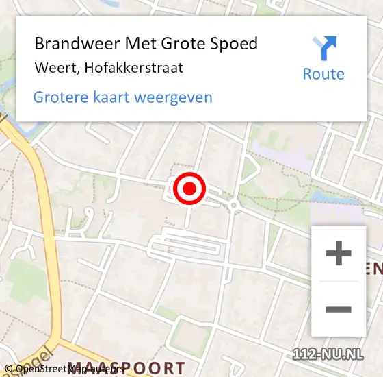 Locatie op kaart van de 112 melding: Brandweer Met Grote Spoed Naar Weert, Hofakkerstraat op 11 juni 2020 13:25