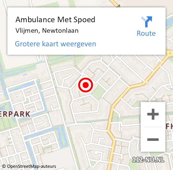 Locatie op kaart van de 112 melding: Ambulance Met Spoed Naar Vlijmen, Newtonlaan op 11 juni 2020 13:34