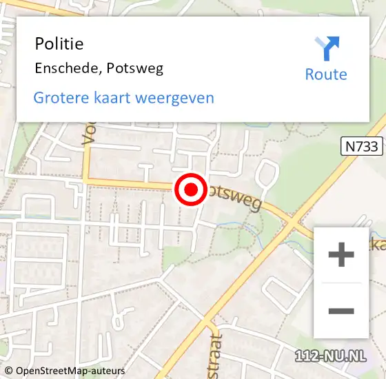 Locatie op kaart van de 112 melding: Politie Enschede, Potsweg op 11 juni 2020 14:17