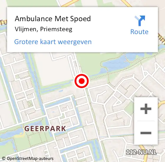 Locatie op kaart van de 112 melding: Ambulance Met Spoed Naar Vlijmen, Priemsteeg op 11 juni 2020 14:28