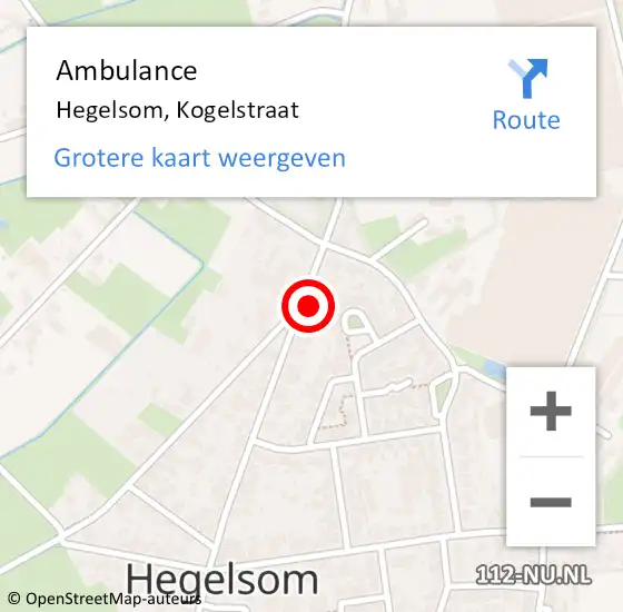 Locatie op kaart van de 112 melding: Ambulance Hegelsom, Kogelstraat op 9 mei 2014 10:37