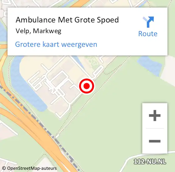 Locatie op kaart van de 112 melding: Ambulance Met Grote Spoed Naar Velp, Markweg op 11 juni 2020 15:40