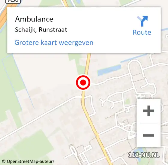 Locatie op kaart van de 112 melding: Ambulance Schaijk, Runstraat op 11 juni 2020 15:44