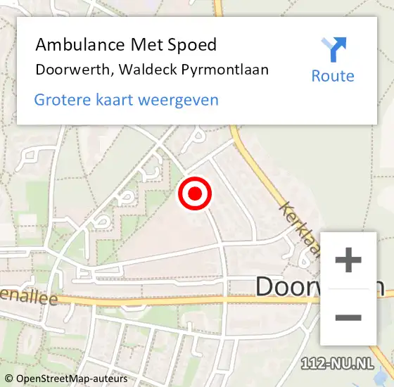 Locatie op kaart van de 112 melding: Ambulance Met Spoed Naar Doorwerth, Waldeck Pyrmontlaan op 11 juni 2020 16:57
