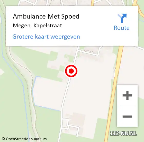 Locatie op kaart van de 112 melding: Ambulance Met Spoed Naar Megen, Kapelstraat op 11 juni 2020 17:03