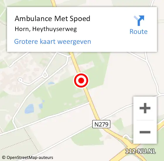 Locatie op kaart van de 112 melding: Ambulance Met Spoed Naar Horn, Heythuyserweg op 11 juni 2020 17:28