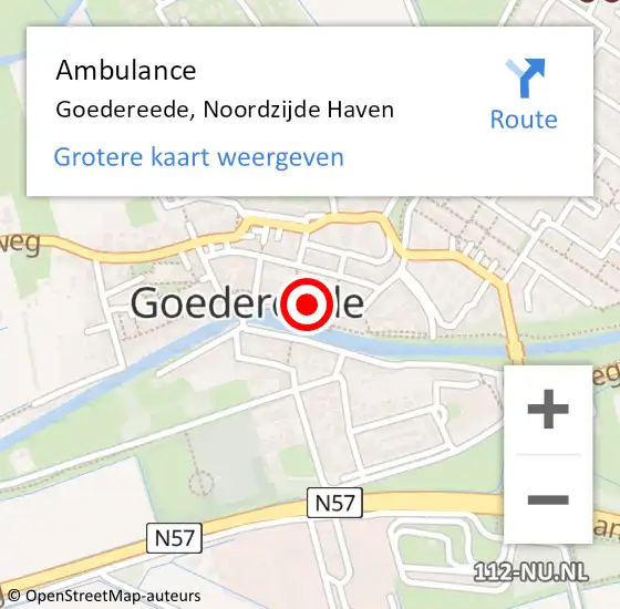 Locatie op kaart van de 112 melding: Ambulance Goedereede, Noordzijde Haven op 11 juni 2020 19:58