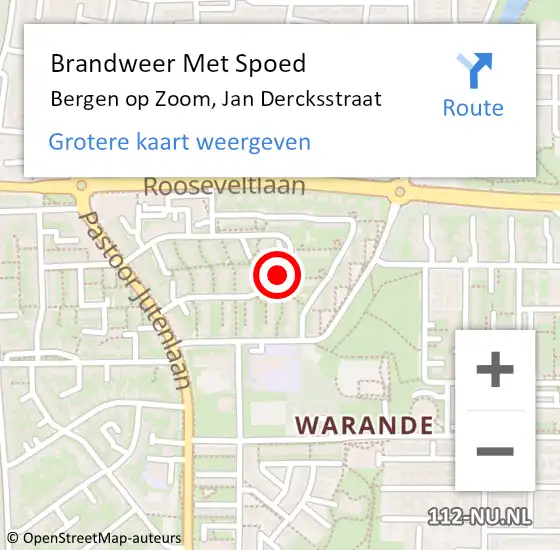 Locatie op kaart van de 112 melding: Brandweer Met Spoed Naar Bergen op Zoom, Jan Dercksstraat op 11 juni 2020 20:01