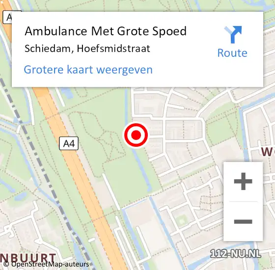 Locatie op kaart van de 112 melding: Ambulance Met Grote Spoed Naar Schiedam, Hoefsmidstraat op 11 juni 2020 20:55