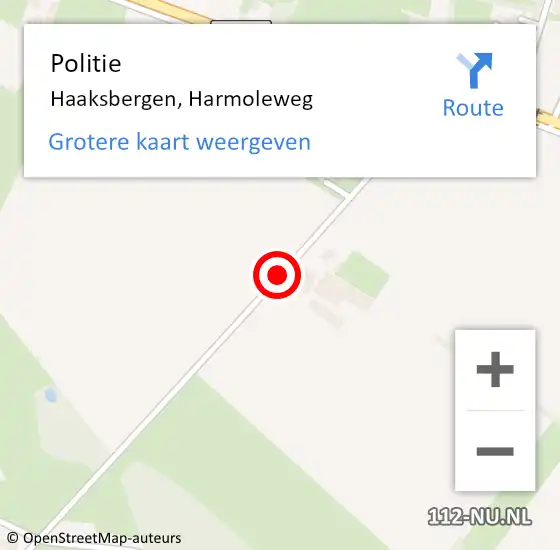 Locatie op kaart van de 112 melding: Politie Haaksbergen, Harmoleweg op 11 juni 2020 21:04