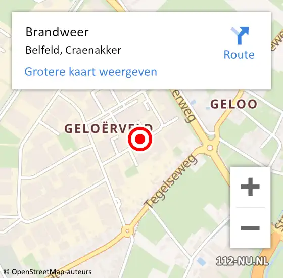 Locatie op kaart van de 112 melding: Brandweer Belfeld, Craenakker op 11 juni 2020 22:22