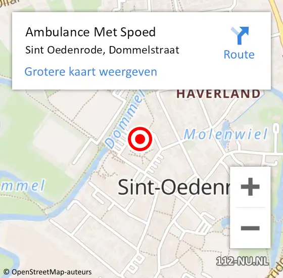 Locatie op kaart van de 112 melding: Ambulance Met Spoed Naar Sint Oedenrode, Dommelstraat op 12 juni 2020 00:53