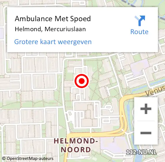 Locatie op kaart van de 112 melding: Ambulance Met Spoed Naar Helmond, Mercuriuslaan op 12 juni 2020 04:34