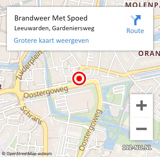 Locatie op kaart van de 112 melding: Brandweer Met Spoed Naar Leeuwarden, Gardeniersweg op 12 juni 2020 04:55