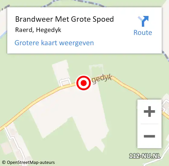 Locatie op kaart van de 112 melding: Brandweer Met Grote Spoed Naar Raerd, Hegedyk op 12 juni 2020 05:02