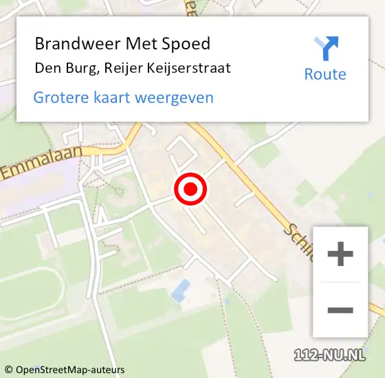 Locatie op kaart van de 112 melding: Brandweer Met Spoed Naar Den Burg, Reijer Keijserstraat op 12 juni 2020 05:15