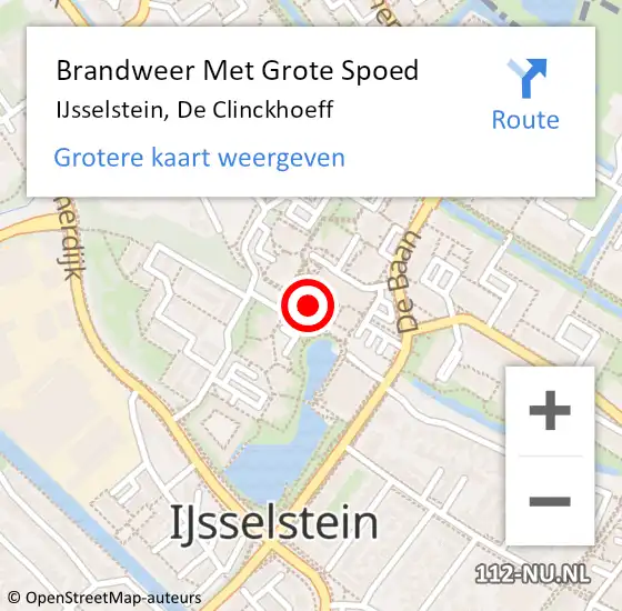 Locatie op kaart van de 112 melding: Brandweer Met Grote Spoed Naar IJsselstein, De Clinckhoeff op 12 juni 2020 07:58