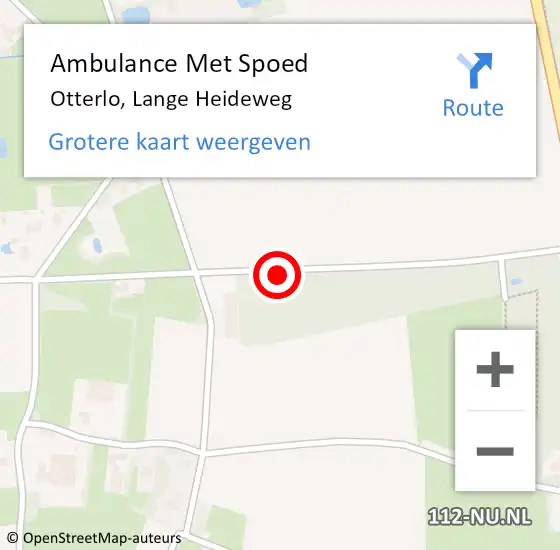 Locatie op kaart van de 112 melding: Ambulance Met Spoed Naar Otterlo, Lange Heideweg op 12 juni 2020 08:02