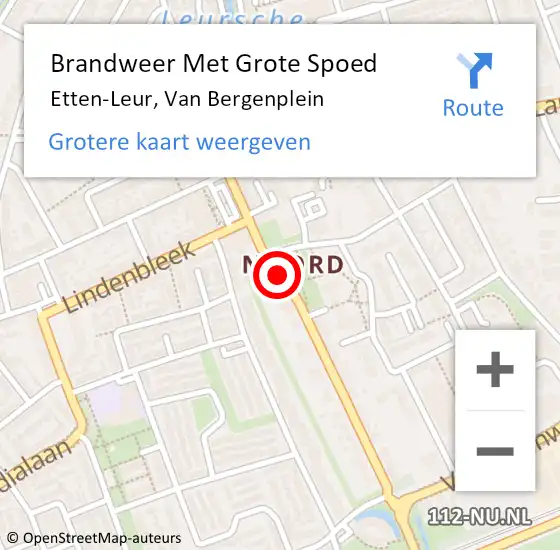 Locatie op kaart van de 112 melding: Brandweer Met Grote Spoed Naar Etten-Leur, Van Bergenplein op 12 juni 2020 08:24