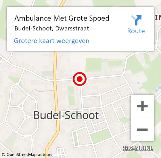 Locatie op kaart van de 112 melding: Ambulance Met Grote Spoed Naar Budel-Schoot, Dwarsstraat op 12 juni 2020 08:35